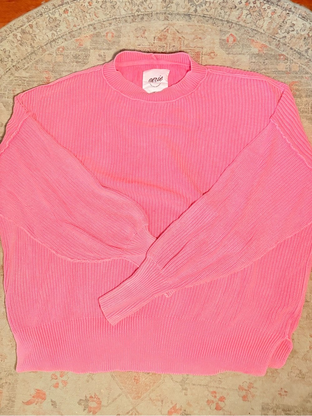 aerie Women's Crewneck Sweater in Bright Pink